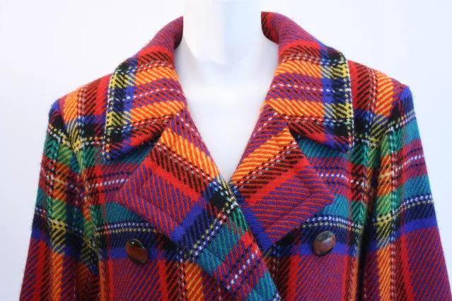 1980s YVES SAINT LAURENT Plaid Wool Coat