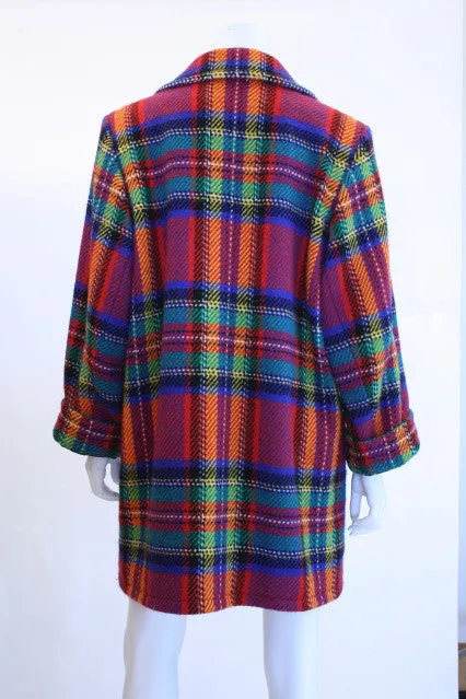 1980s YVES SAINT LAURENT Plaid Wool Coat