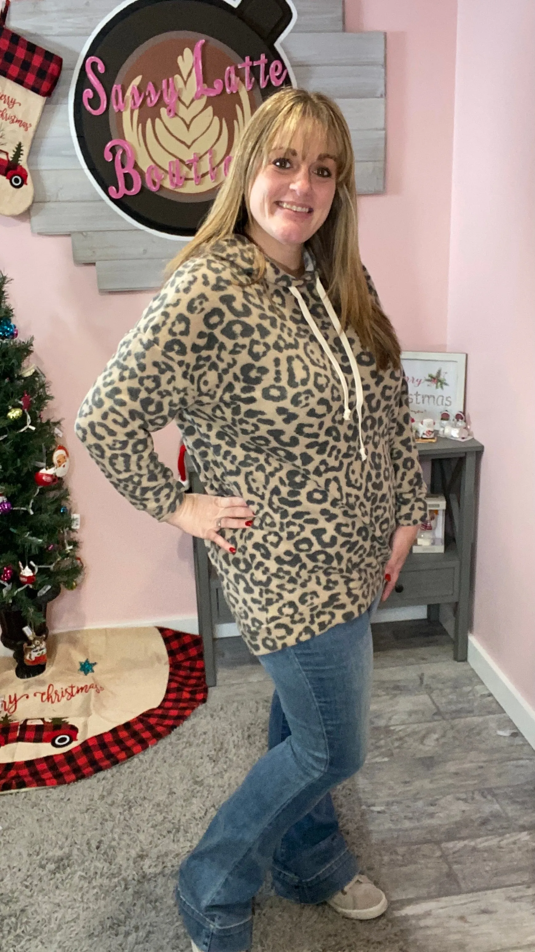 Animal Print Fleece Hoodie