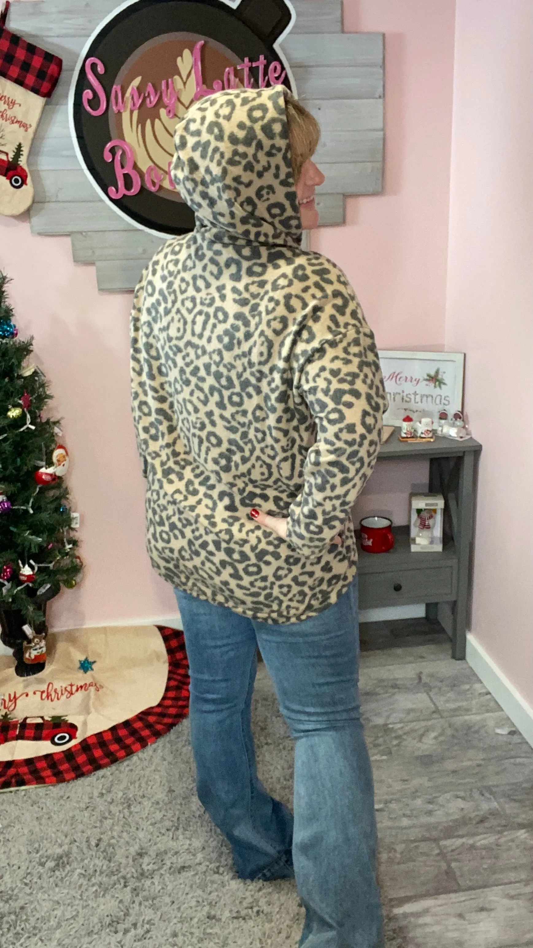 Animal Print Fleece Hoodie