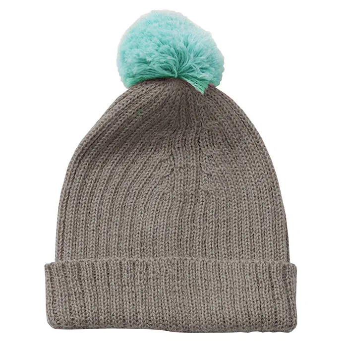 Baby Pompom Hat in Slate Grey