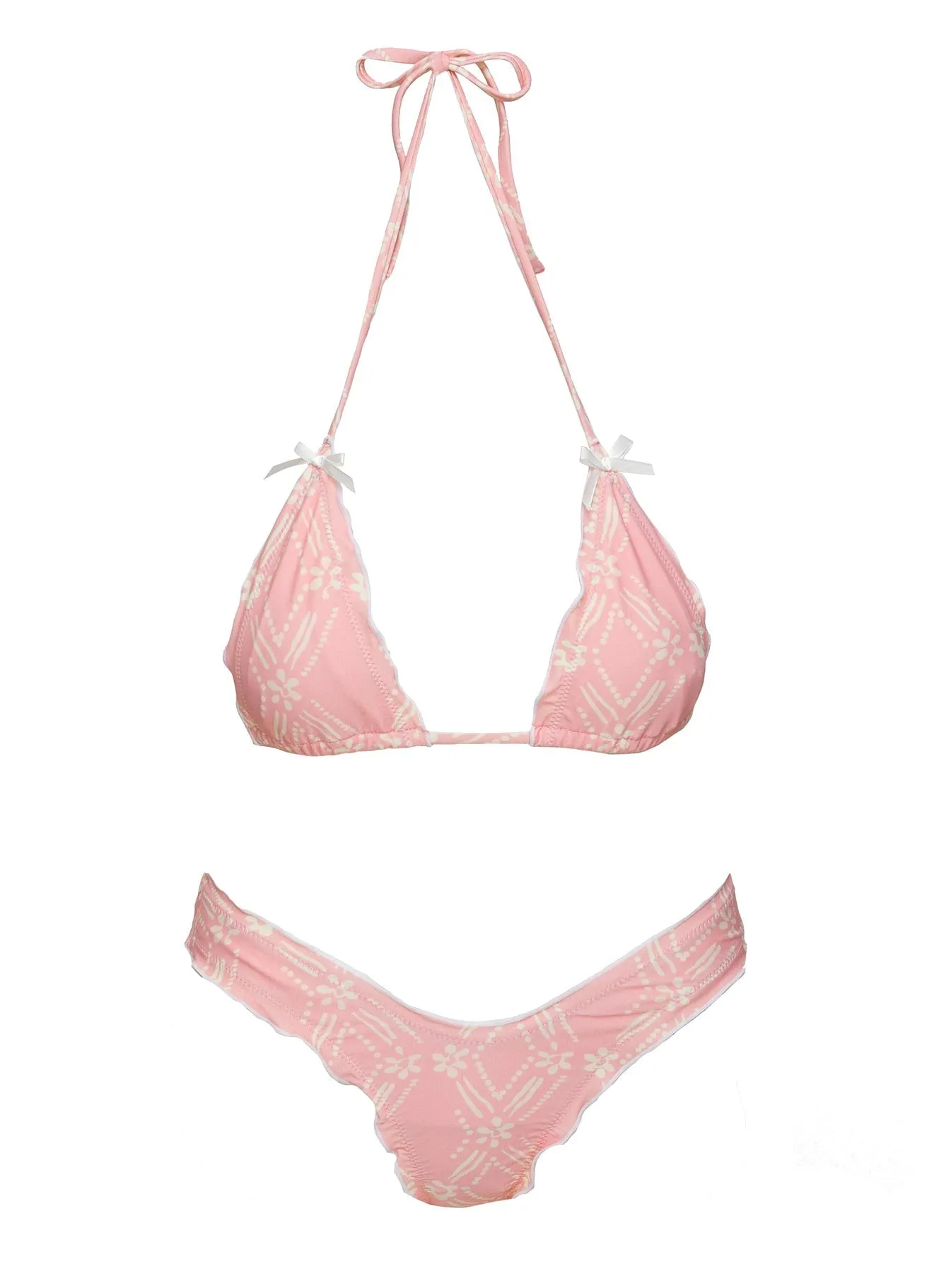 Baby Pink Frill Triangle Bikini Top