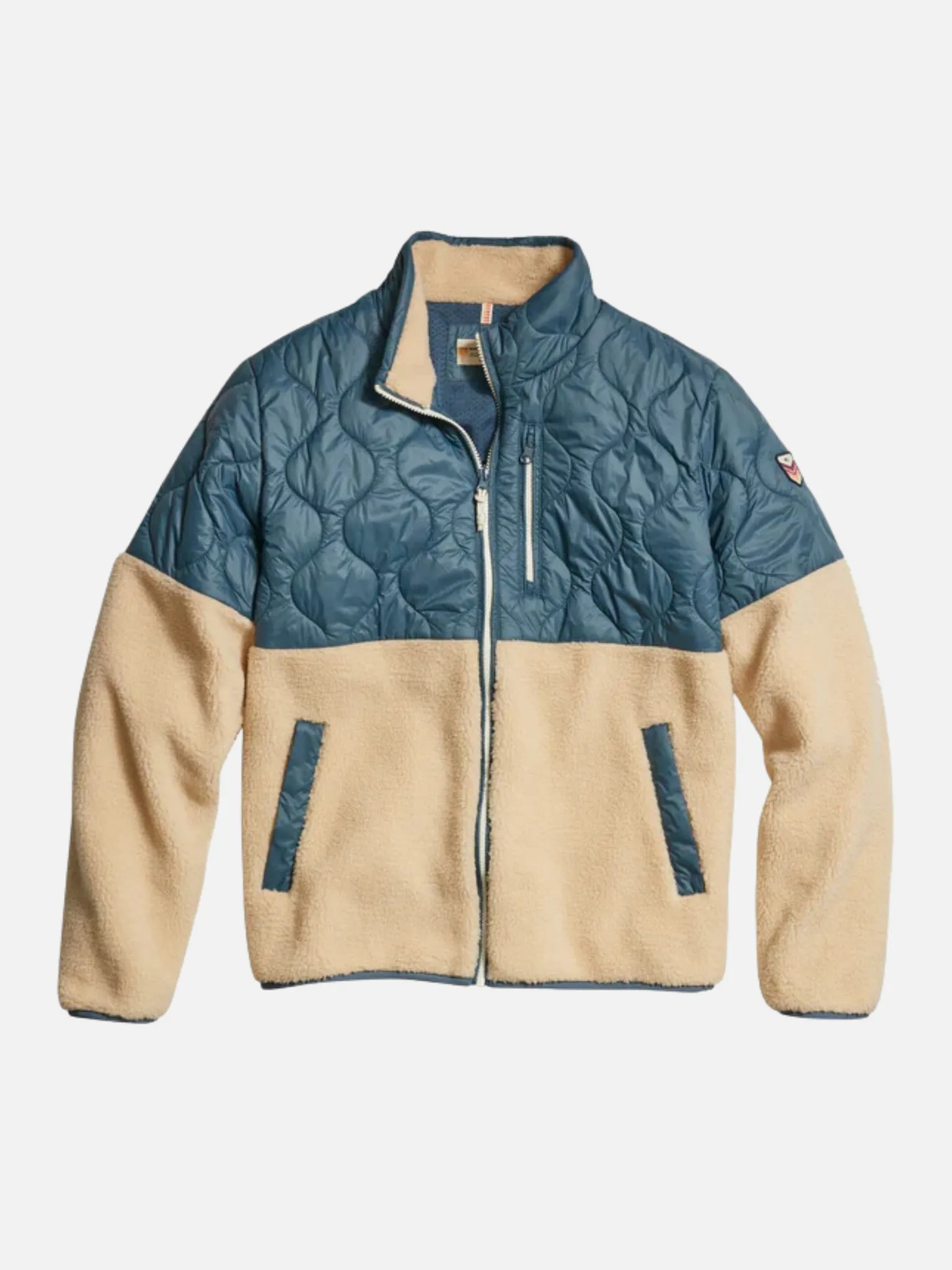 Bariloche Sherpa Jacket by Marine Layer - Orion Blue and Natural