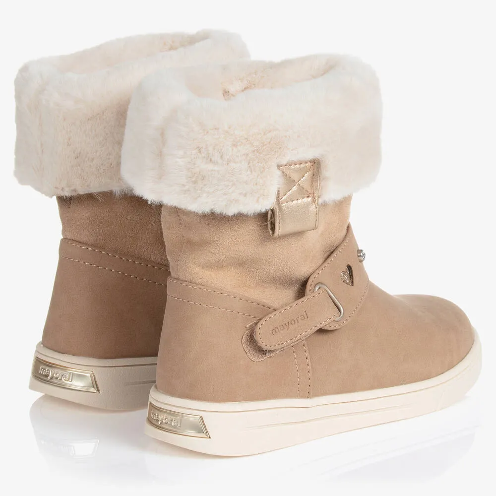 Beige Faux Fur Boots