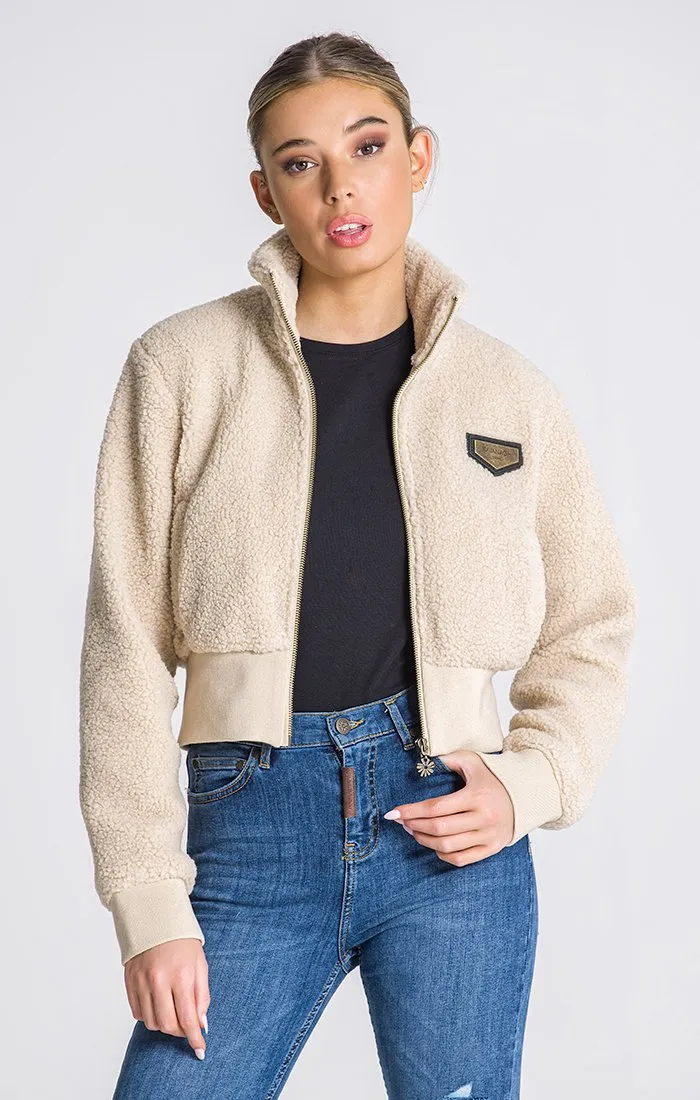 Beige Teddy Sherpa Jacket for Men