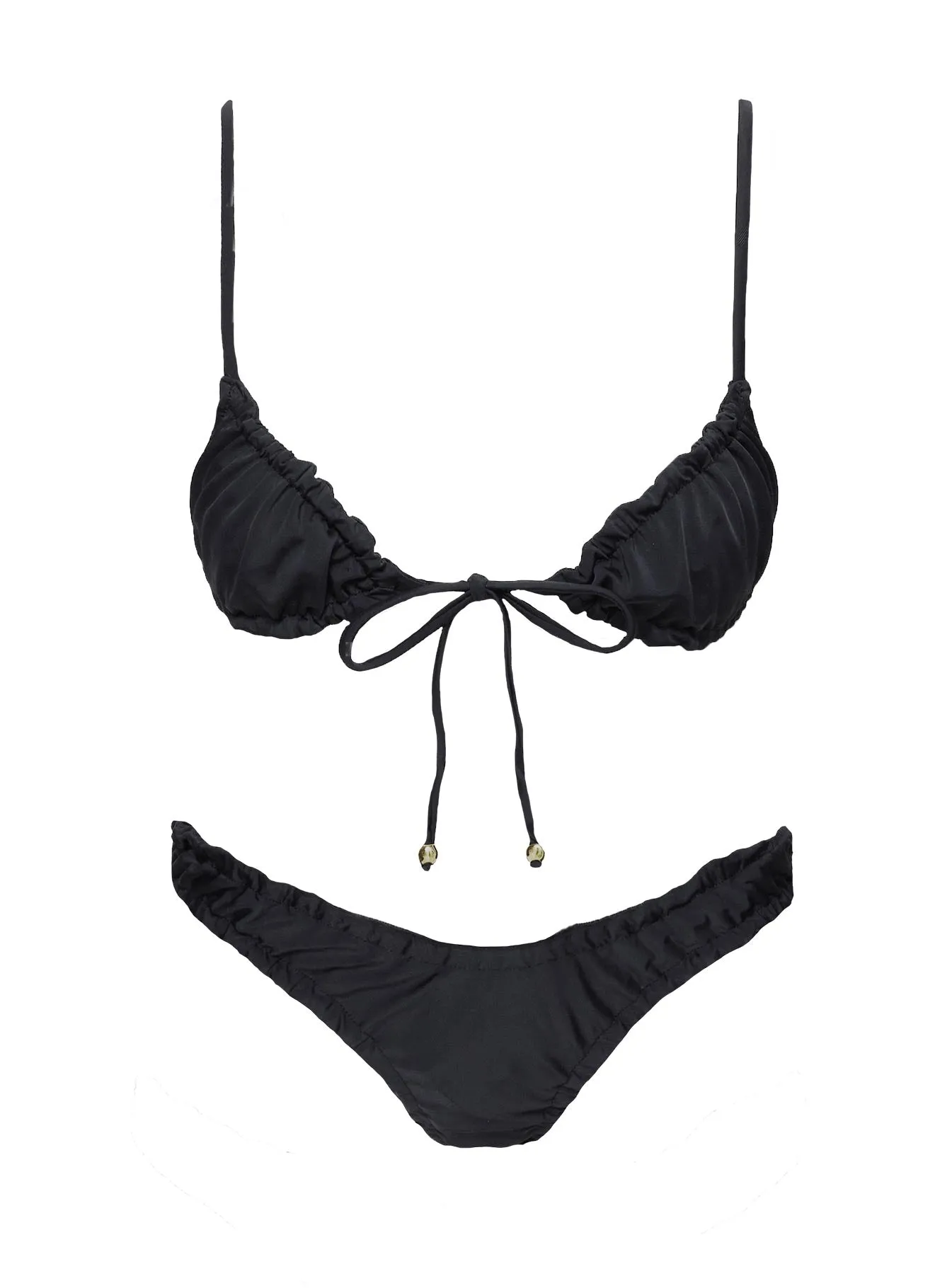 Black Lelani Ruched Bikini Top;