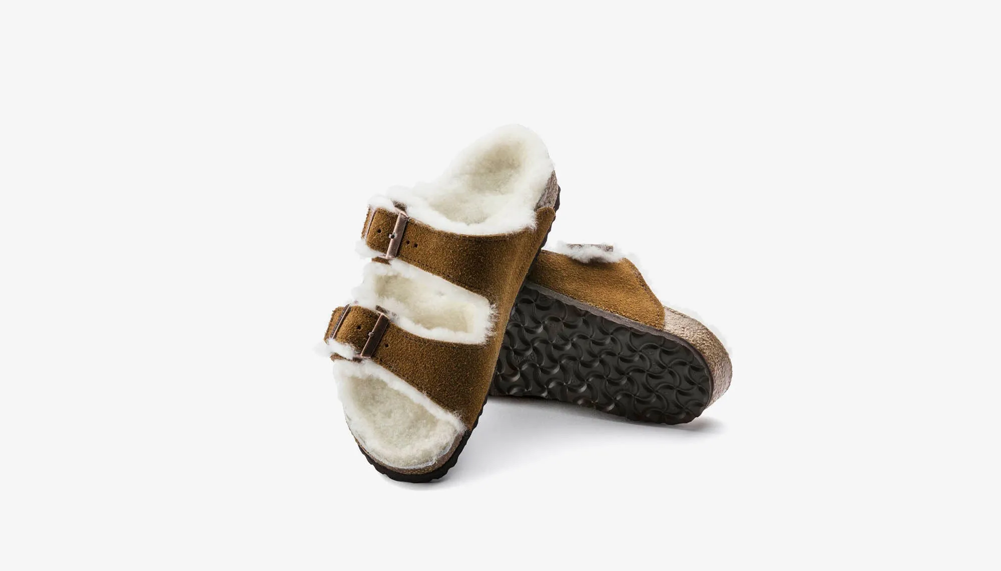 Narrow Fit Mink Birkenstock Arizona Shearling Sandals