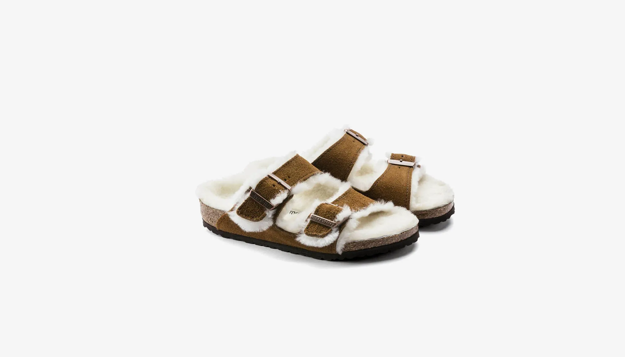 Narrow Fit Mink Birkenstock Arizona Shearling Sandals