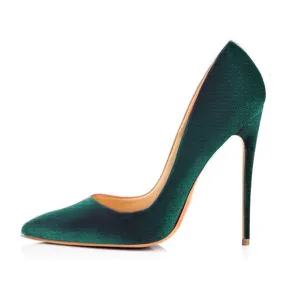 Retro Green Classic Satin Stilettos in 8cm/10cm/12cm