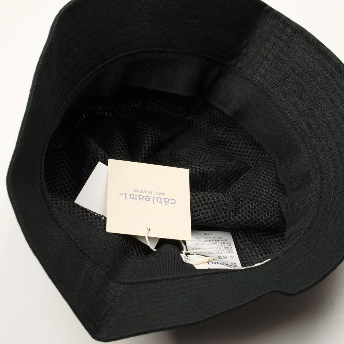 'cableami Linen Herringbone Bucket Hat Black'