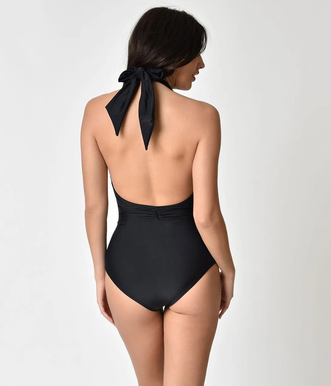 Black Halter One Piece Swimsuit