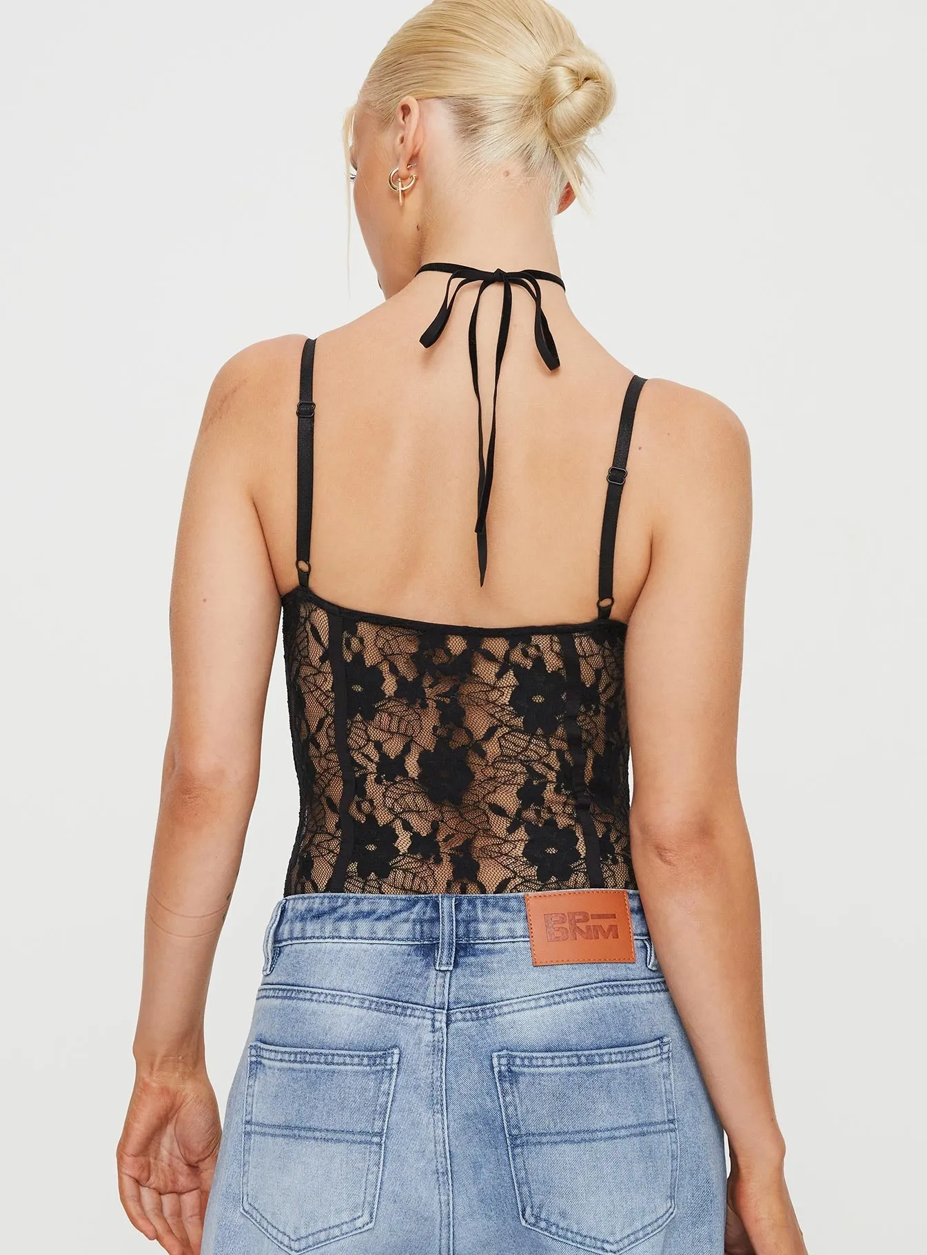 Black Treisa Lace Bodysuit