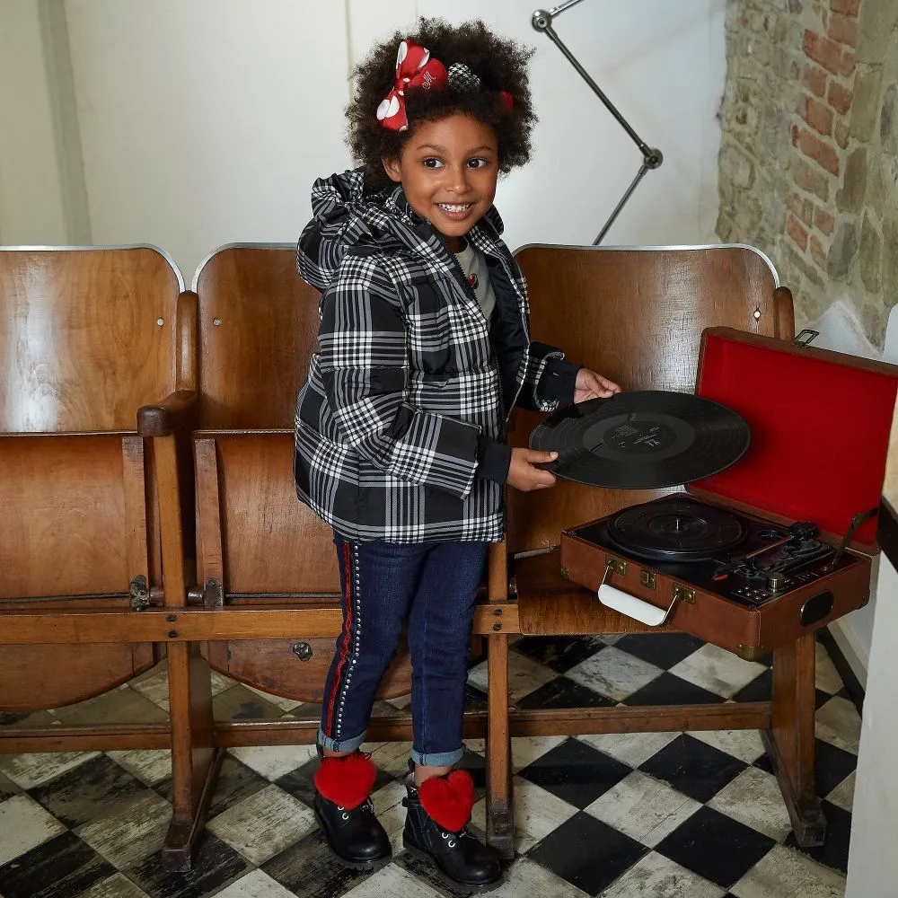 Black Leather and Red Fur Boots