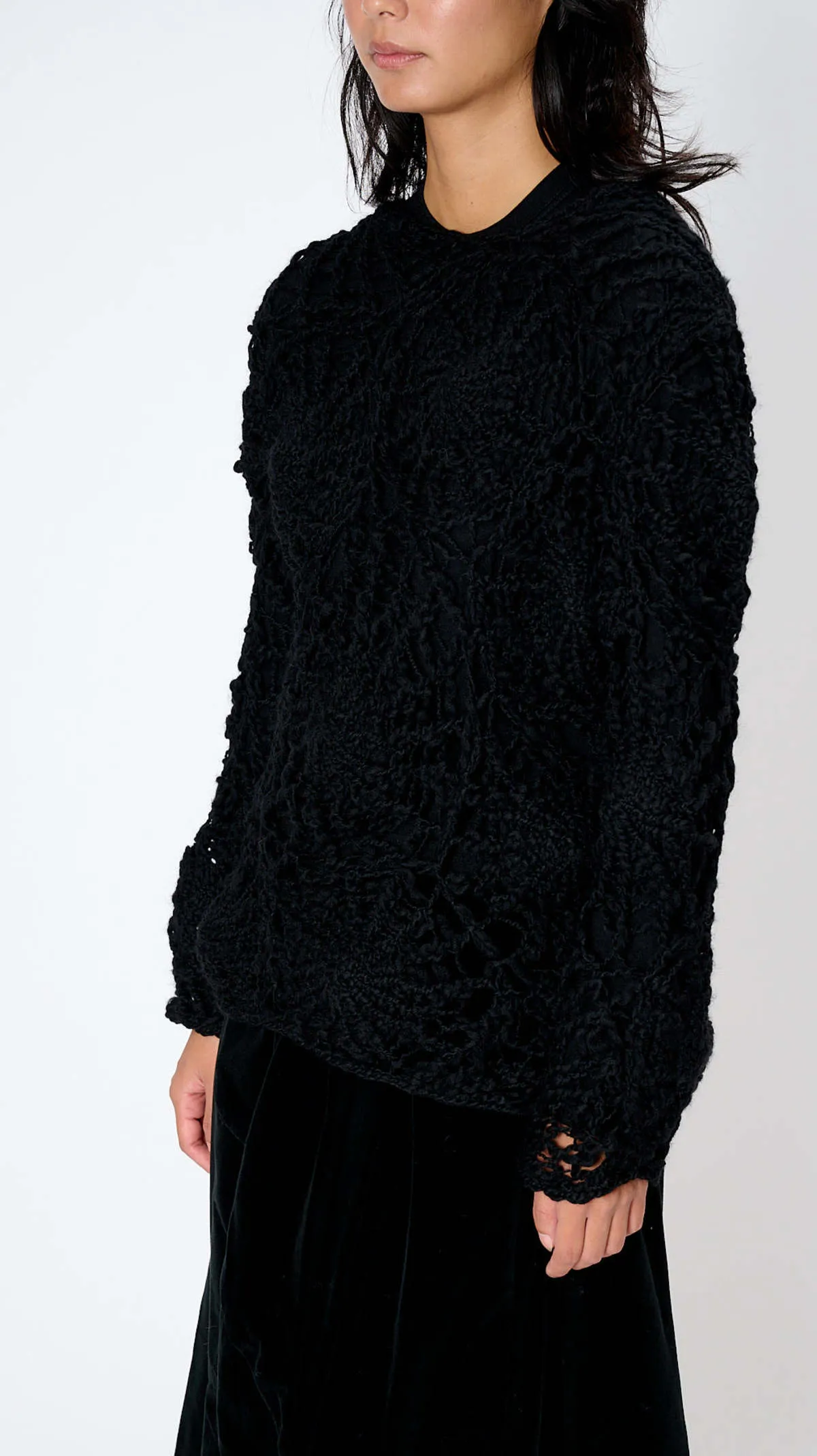 Black Open Knit Sweater