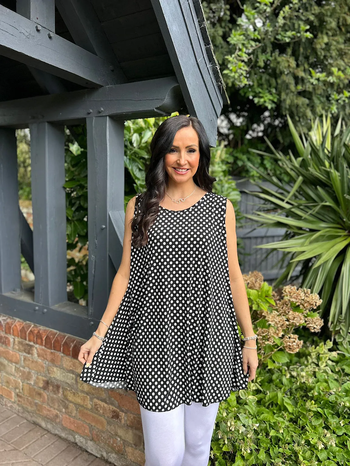 Black Polka Dot Vest Top