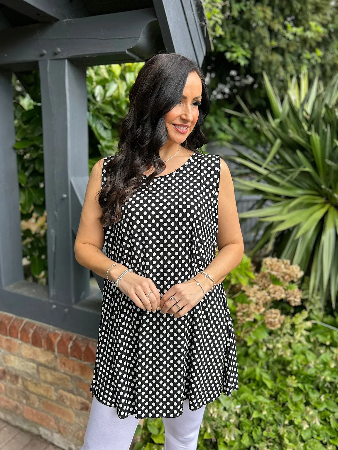 Black Polka Dot Vest Top