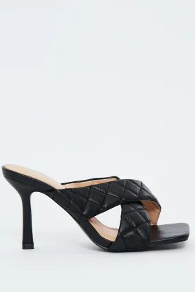 Sorrel Black Quilted Crossover Heels