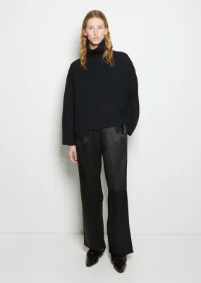 Black Rib Knit Wool Sweater