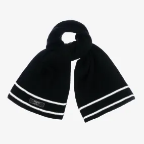 Black Ribbed Knit Wool Scarf