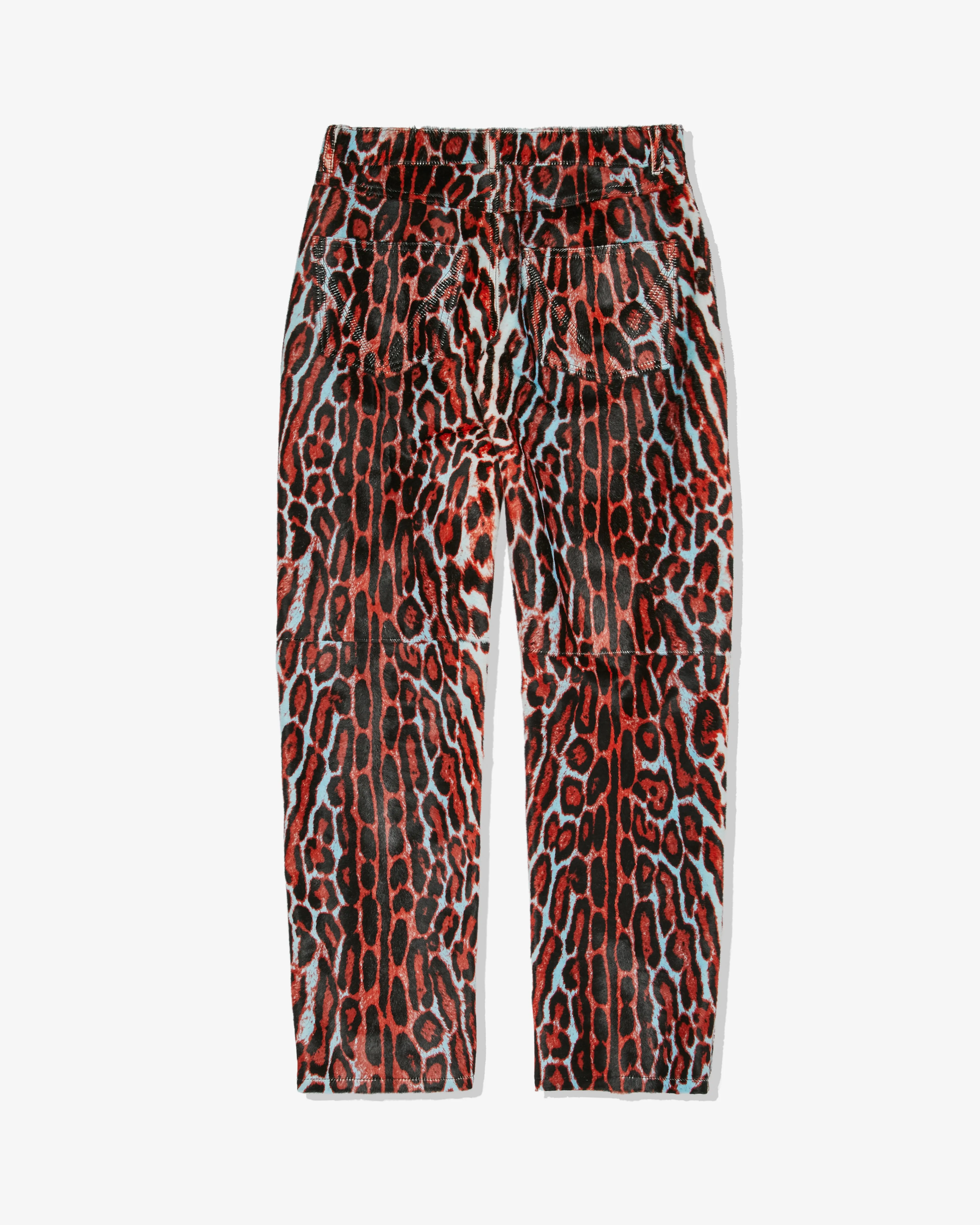 Black/Pale Blue Leopard Print Shearling Trousers for Women by Bottega Veneta