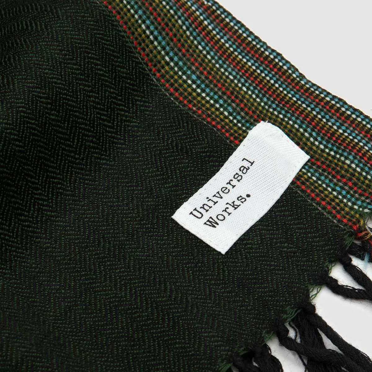 Border Wool Scarf - green