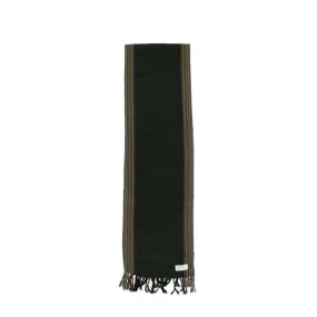 Border Wool Scarf - green