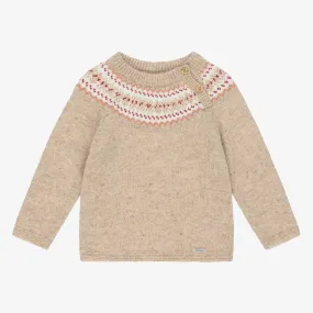 Boys Beige Wool Knit Sweater