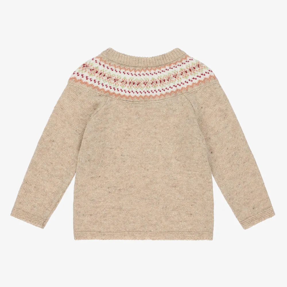 Boys Beige Wool Knit Sweater