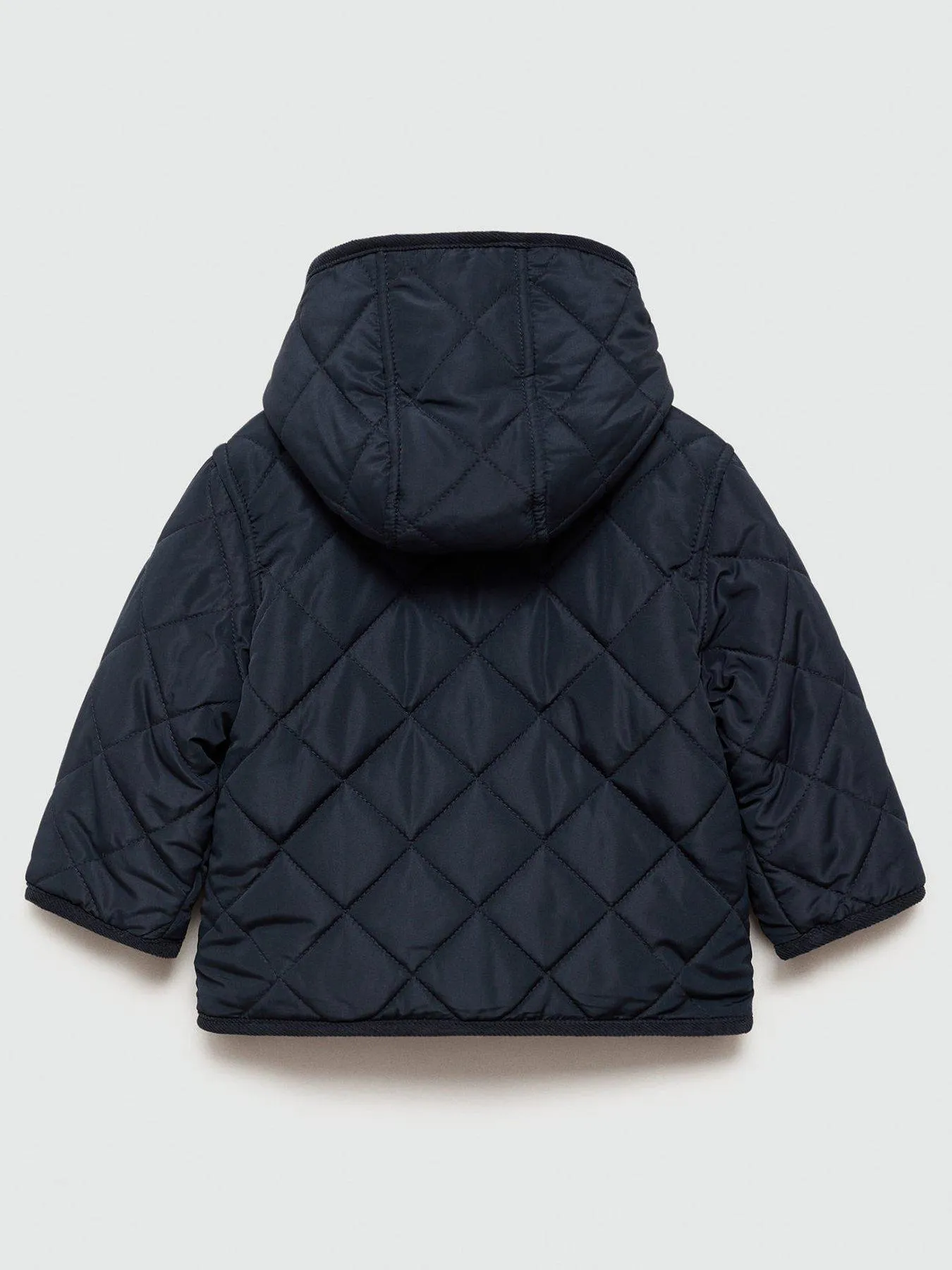 Navy Diamond Quilted Coat for Younger Boys