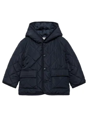 Navy Diamond Quilted Coat for Younger Boys