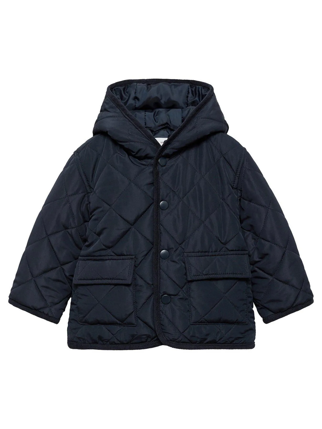 Navy Diamond Quilted Coat for Younger Boys