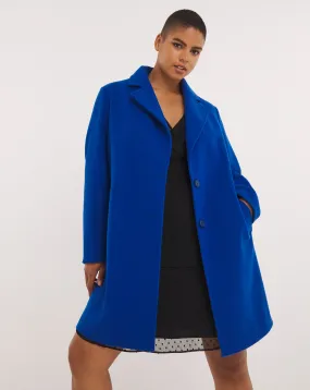 Bright Blue Short Faux Wool Coat by Simply Be