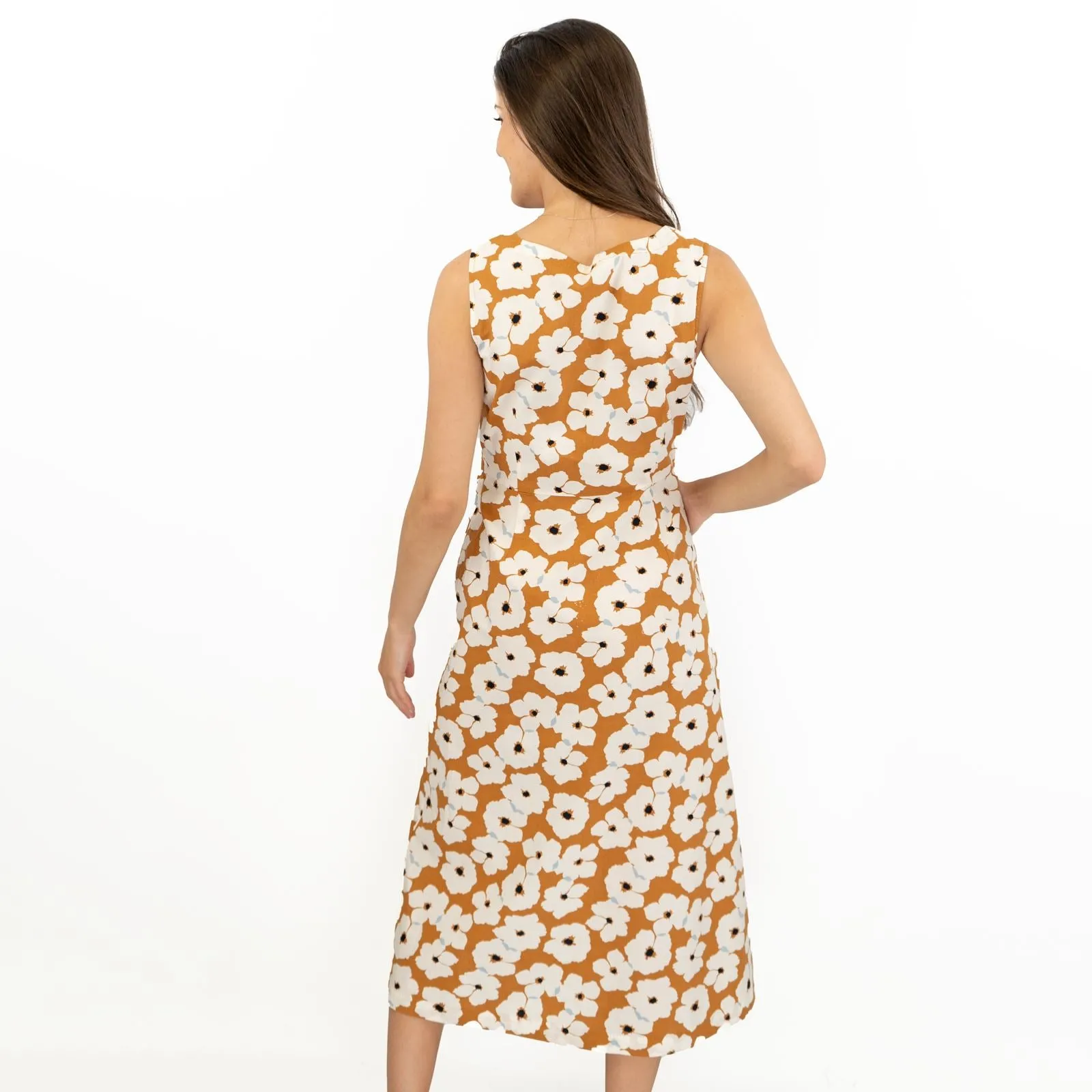 Brown Floral Sleeveless Midi Dresses for Vacation by Seasalt