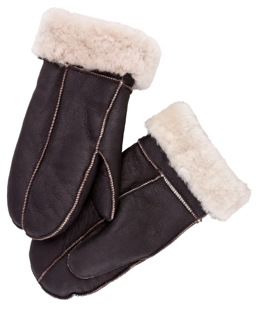 Brown Sheepskin Mittens (Shearling-Lined) | Cockpit USA