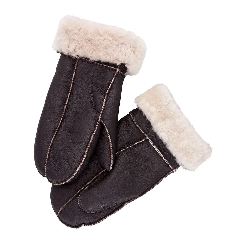 Brown Sheepskin Mittens (Shearling-Lined) | Cockpit USA