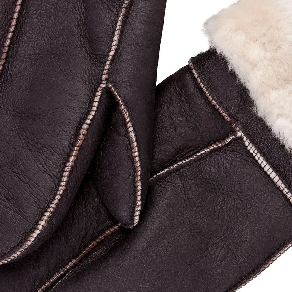 Brown Sheepskin Mittens (Shearling-Lined) | Cockpit USA