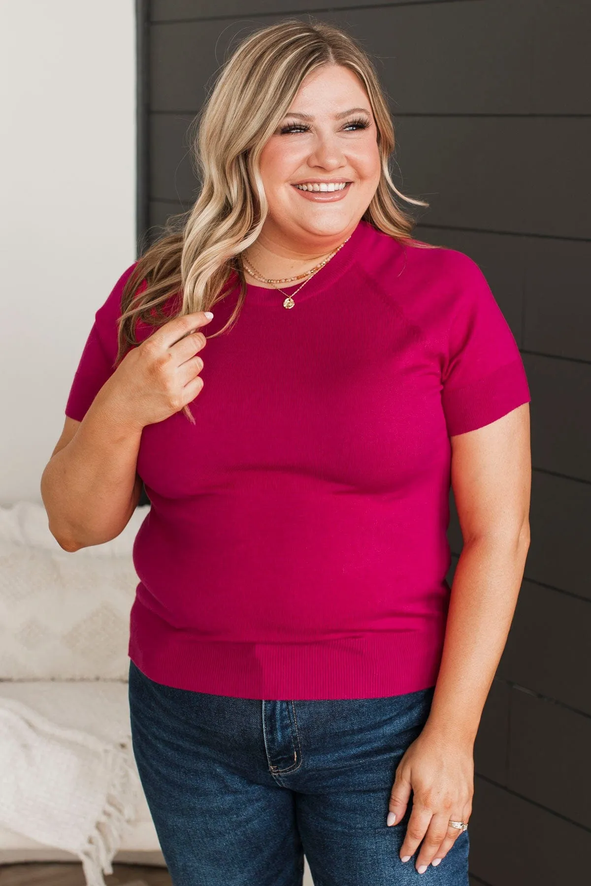 Deep Fuchsia Knit Top - Call The Shots,