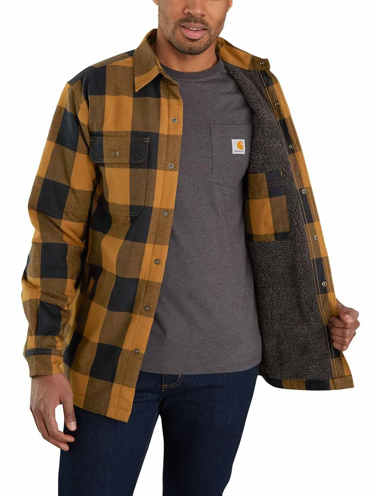 Plaid Sherpa Lined Shirt Jacket