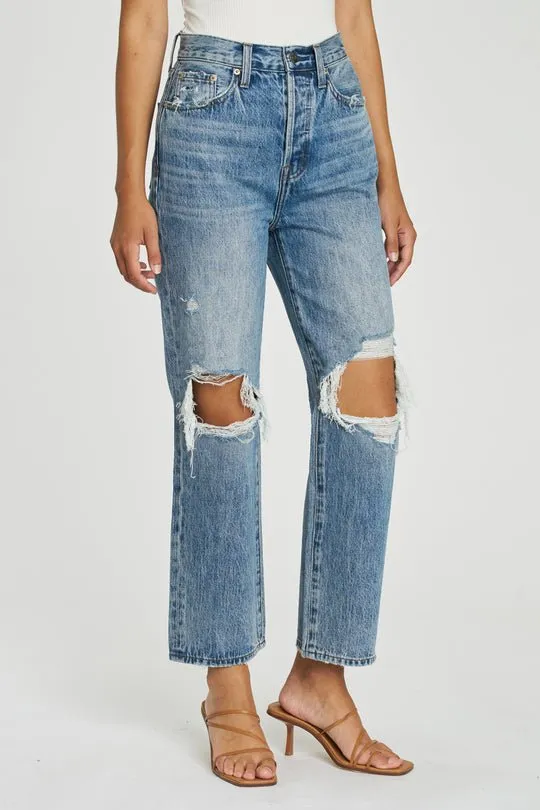 Cassie Super High Rise Straight Jeans in Distressed Blossom by Pistola