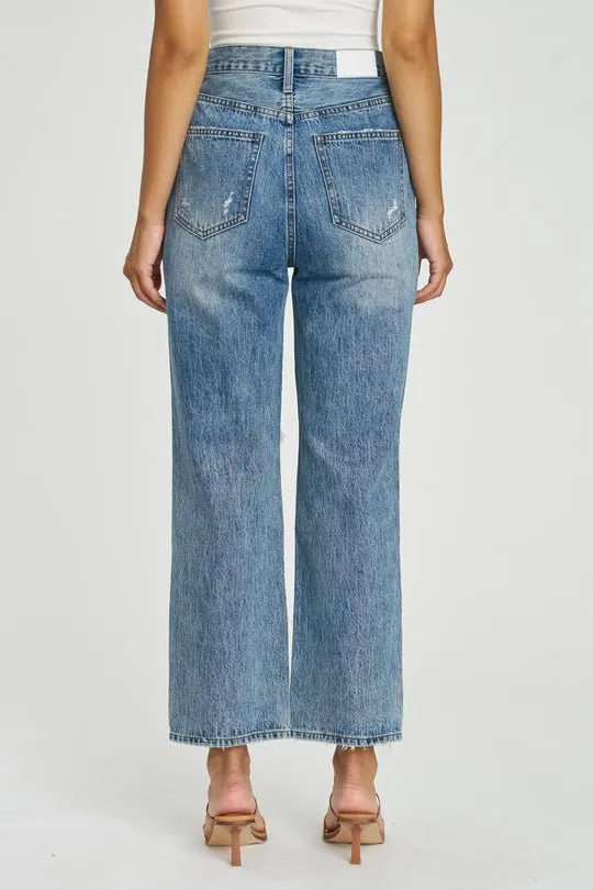 Cassie Super High Rise Straight Jeans in Distressed Blossom by Pistola