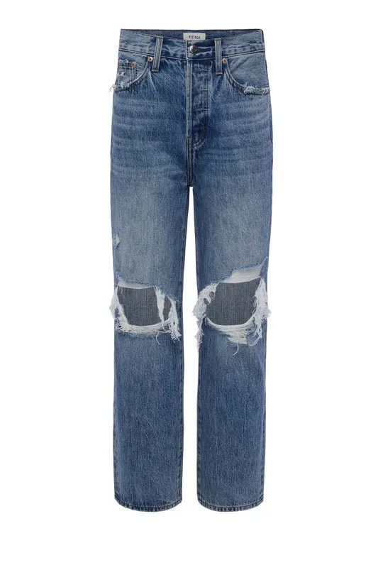 Cassie Super High Rise Straight Jeans in Distressed Blossom by Pistola