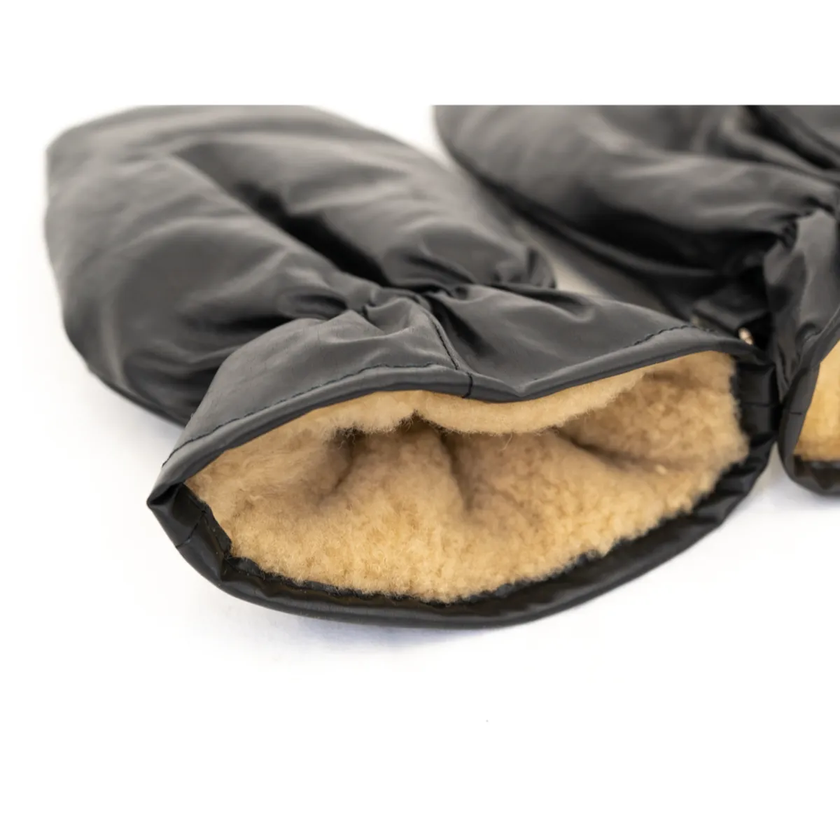 Classic Black Shearling Mittens by KASSL Editions