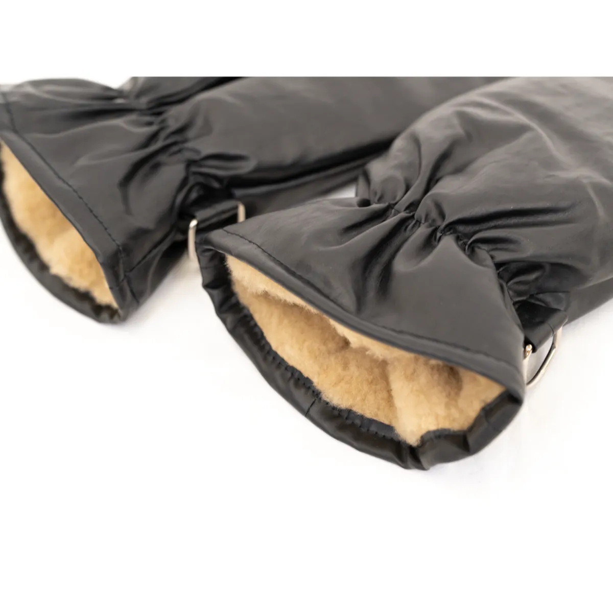 Classic Black Shearling Mittens by KASSL Editions