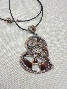 Copper Heart Necklace Gift for Her