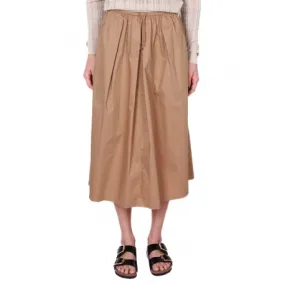 Cotton Twill Midi Skirt in Camel