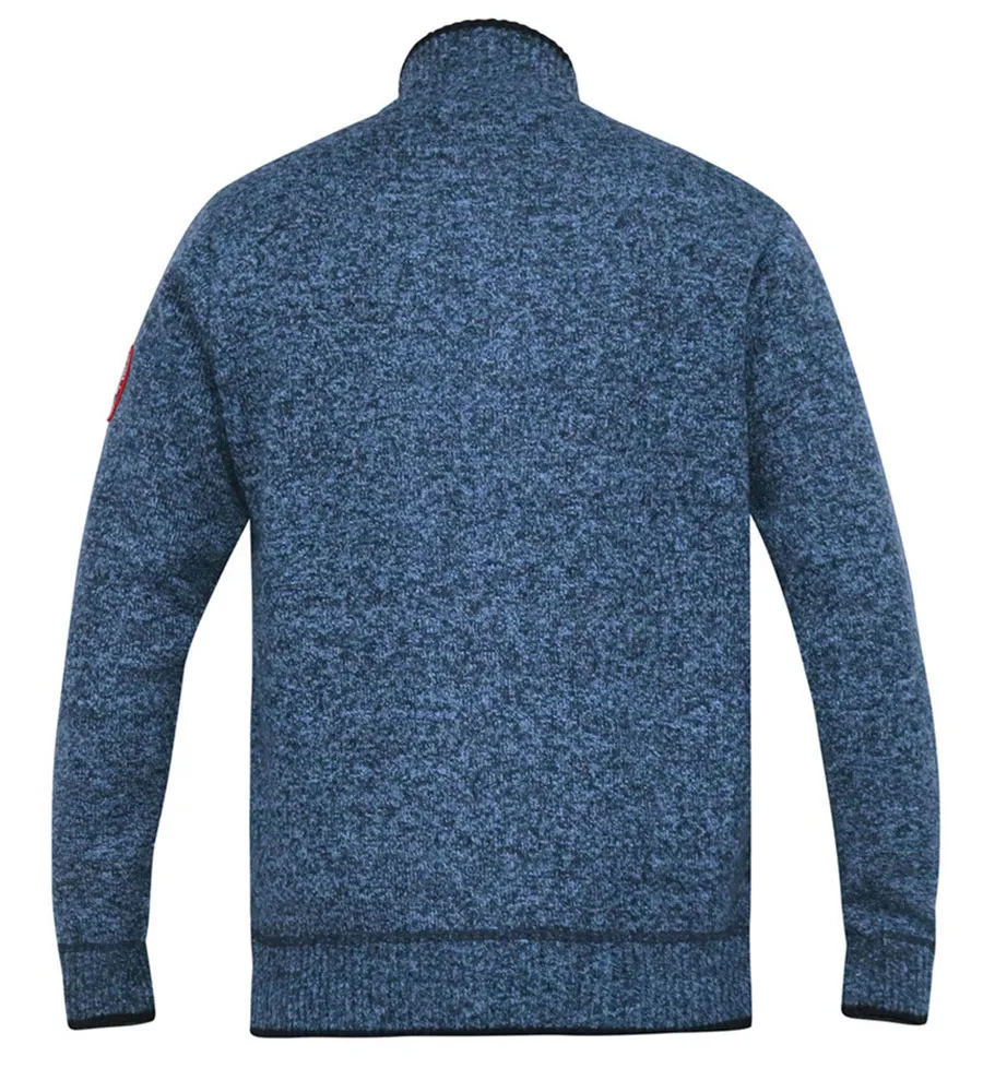 ECCLES Blue Cable Knit Sweater With Zip and Bonded Check Lining D555 Big Mens