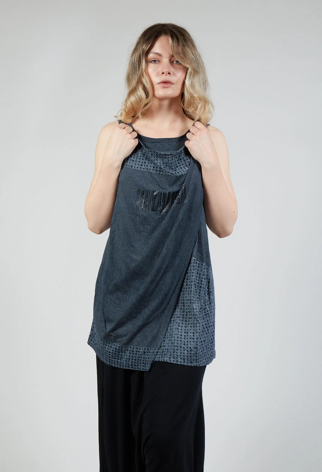 Black Print Draped Jersey Vest Top