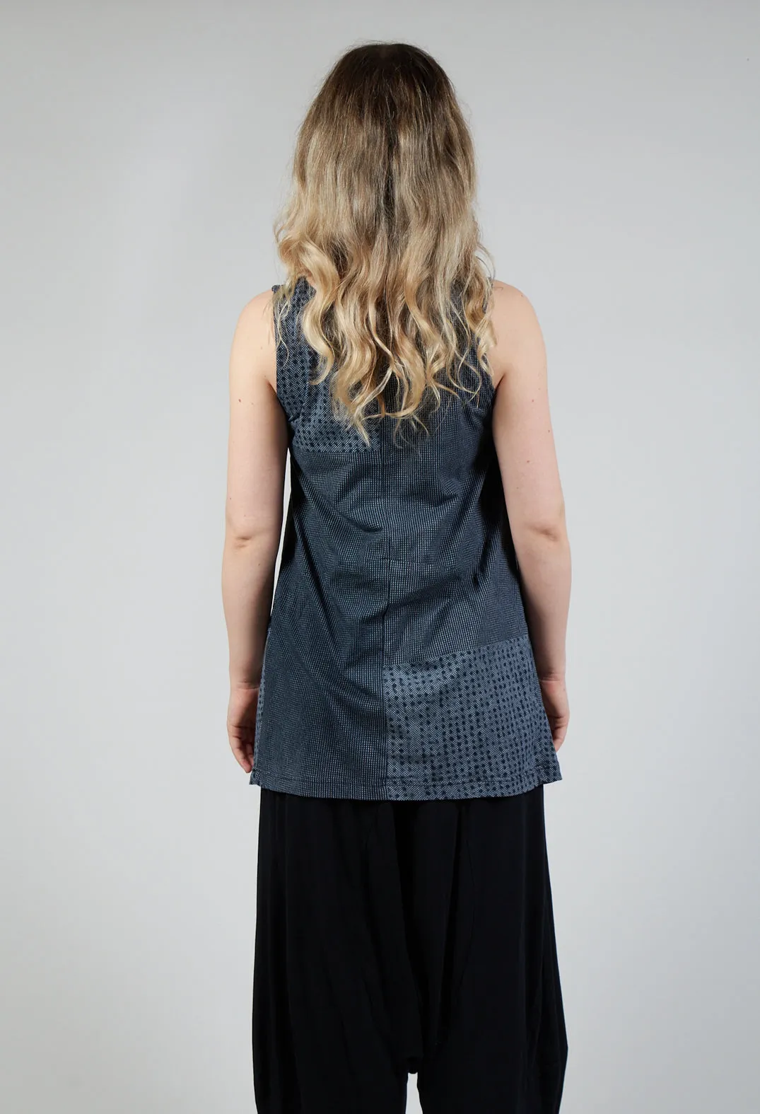 Black Print Draped Jersey Vest Top