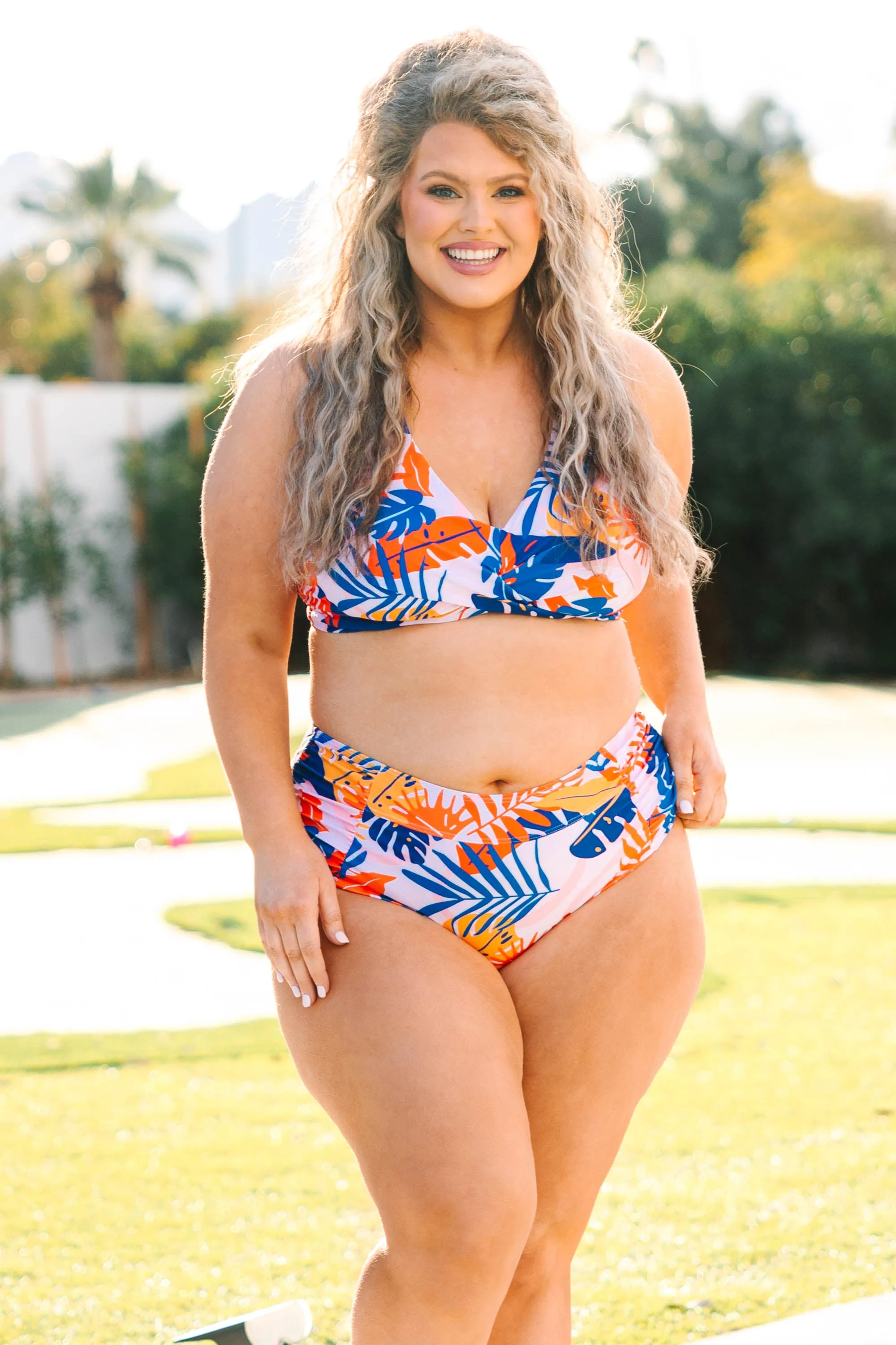 Orange Floral Swim Top