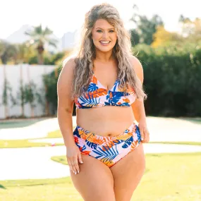 Orange Floral Swim Top